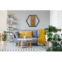 Dubové hodiny Loft Hexagon kovové 80cm, z231